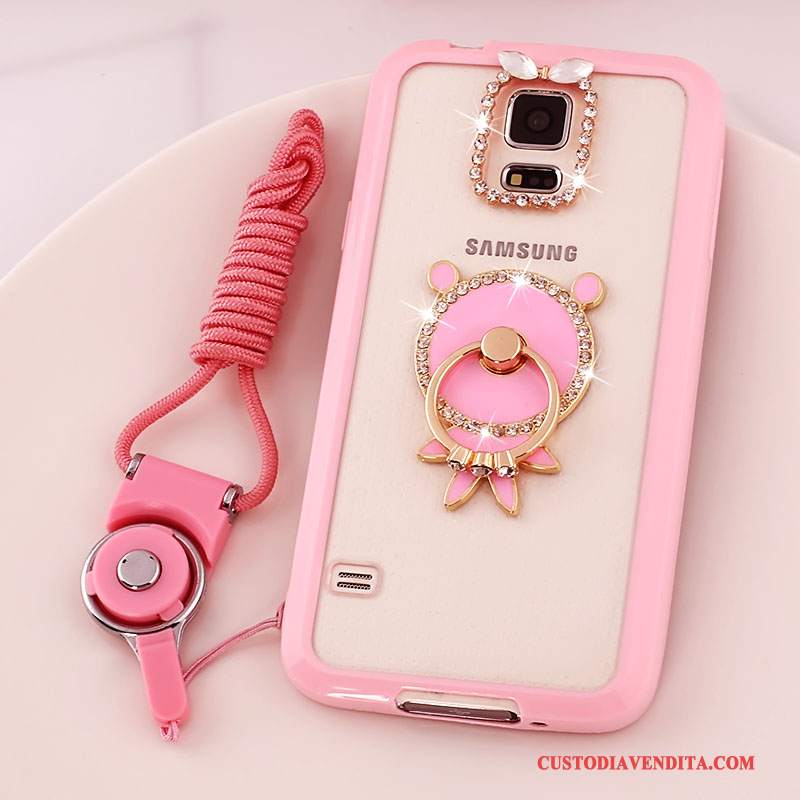 Custodia Samsung Galaxy S5 Protezione Telefono Ornamenti Appesi, Cover Samsung Galaxy S5 Anti-caduta Rosa