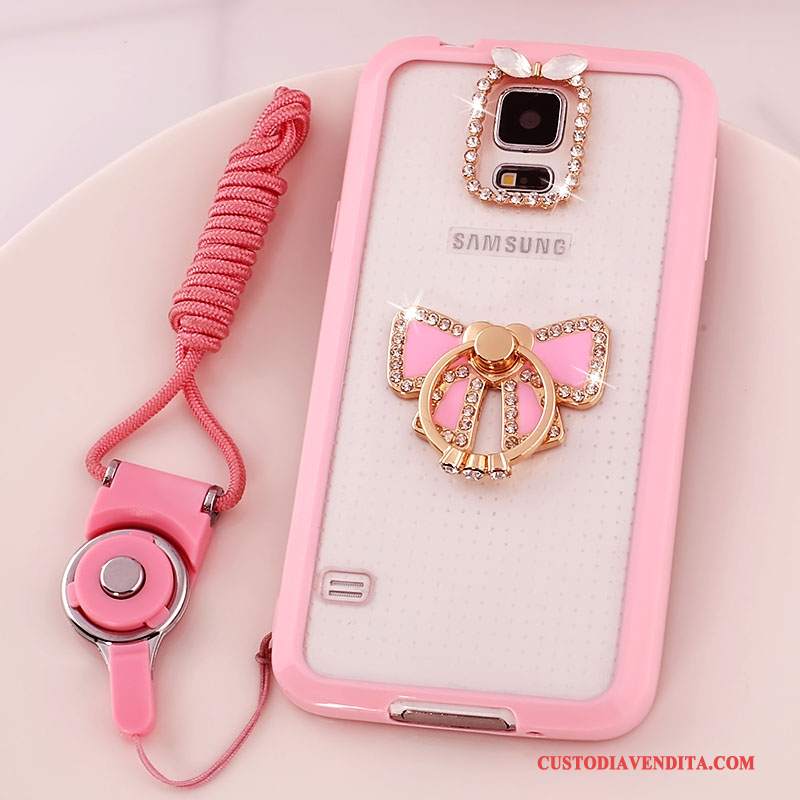 Custodia Samsung Galaxy S5 Protezione Telefono Ornamenti Appesi, Cover Samsung Galaxy S5 Anti-caduta Rosa