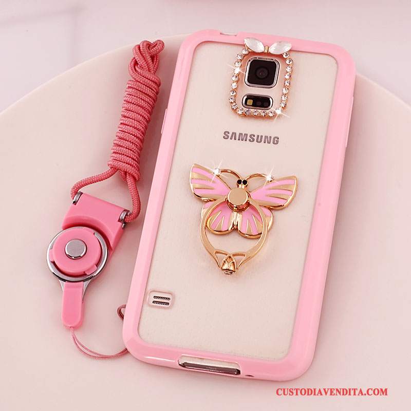 Custodia Samsung Galaxy S5 Protezione Telefono Ornamenti Appesi, Cover Samsung Galaxy S5 Anti-caduta Rosa