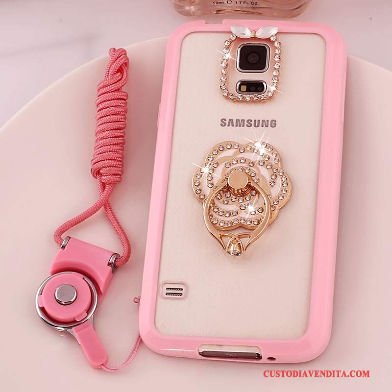 Custodia Samsung Galaxy S5 Protezione Telefono Ornamenti Appesi, Cover Samsung Galaxy S5 Anti-caduta Rosa