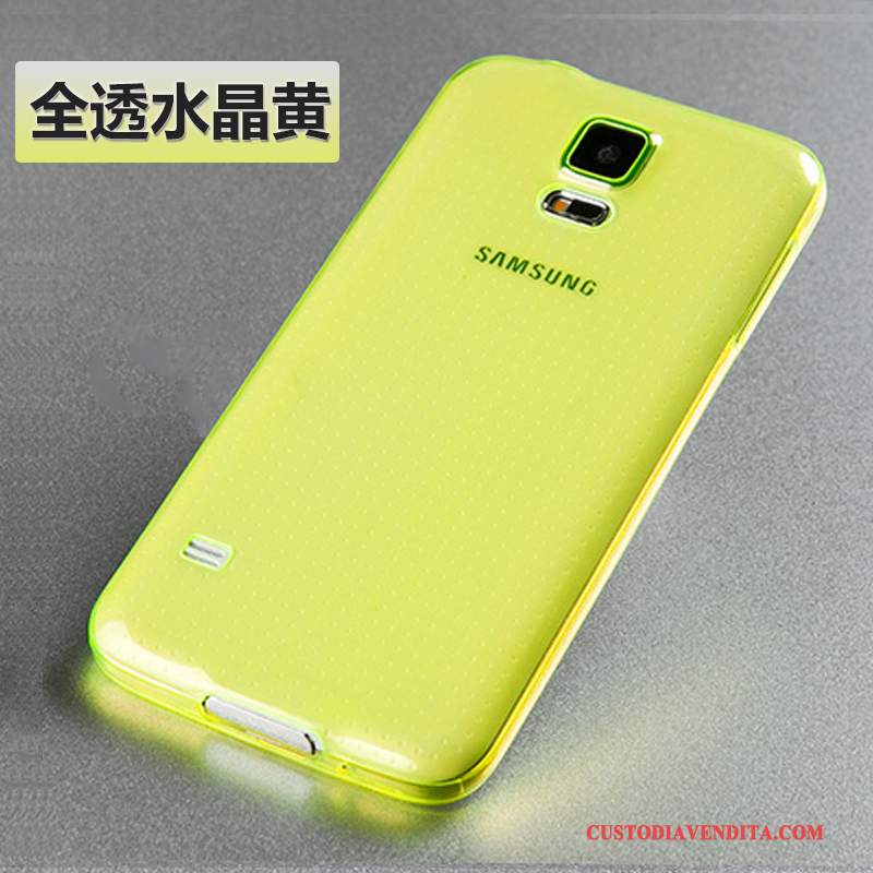 Custodia Samsung Galaxy S5 Silicone Sottile Anti-caduta, Cover Samsung Galaxy S5 Protezione Oro Trasparente