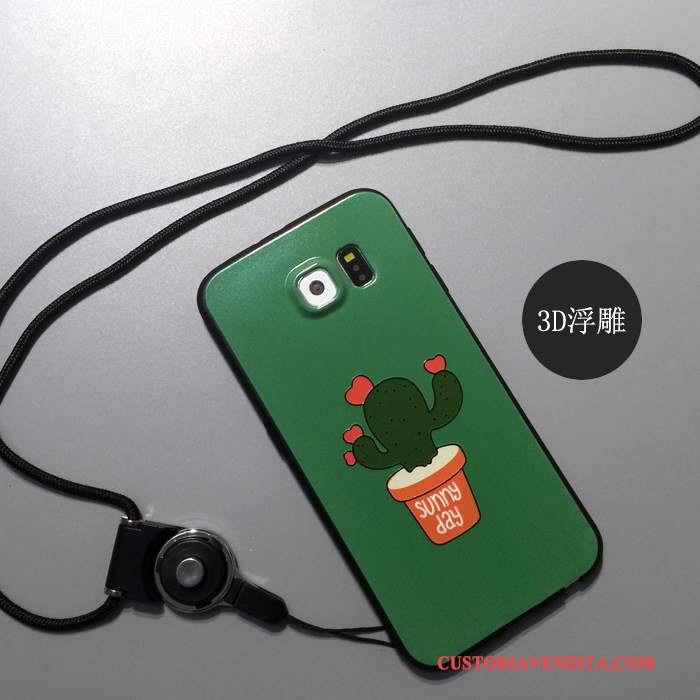 Custodia Samsung Galaxy S6 Cartone Animato Ornamenti Appesi Morbido, Cover Samsung Galaxy S6 Protezione Verde Telaio