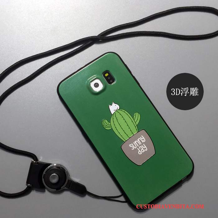 Custodia Samsung Galaxy S6 Cartone Animato Ornamenti Appesi Morbido, Cover Samsung Galaxy S6 Protezione Verde Telaio