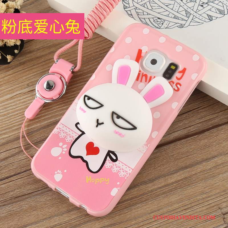 Custodia Samsung Galaxy S6 Cartone Animato Rosa Ornamenti Appesi, Cover Samsung Galaxy S6 Silicone Tutto Inclusotelefono