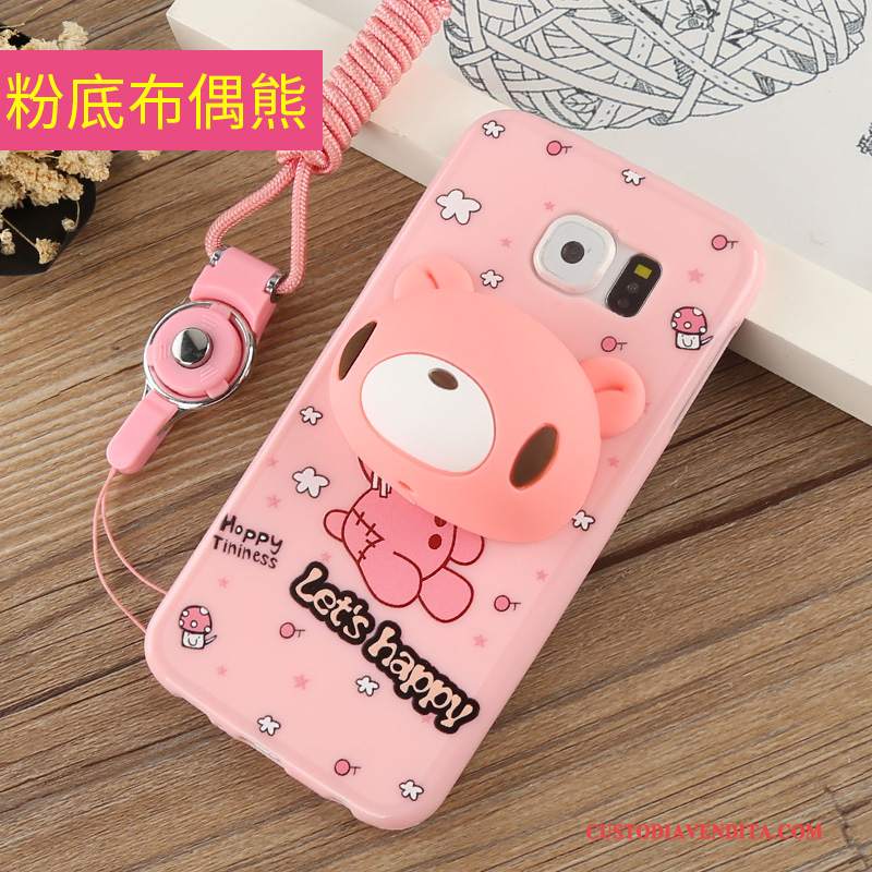 Custodia Samsung Galaxy S6 Cartone Animato Rosa Ornamenti Appesi, Cover Samsung Galaxy S6 Silicone Tutto Inclusotelefono