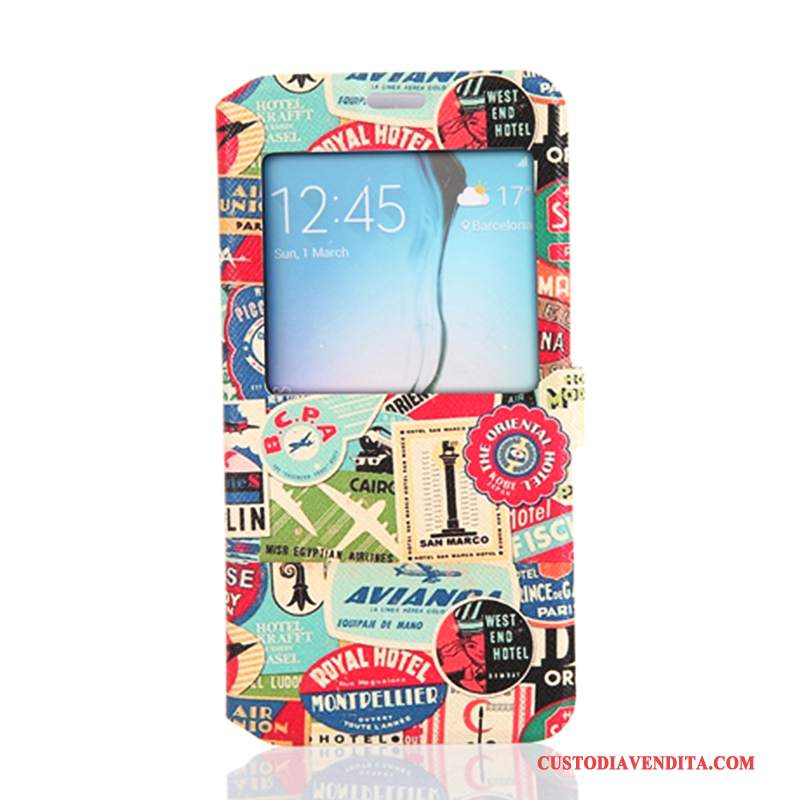 Custodia Samsung Galaxy S6 Colore Finestra Aperta Supporto, Cover Samsung Galaxy S6 Cartone Animato Tendenza Morbido