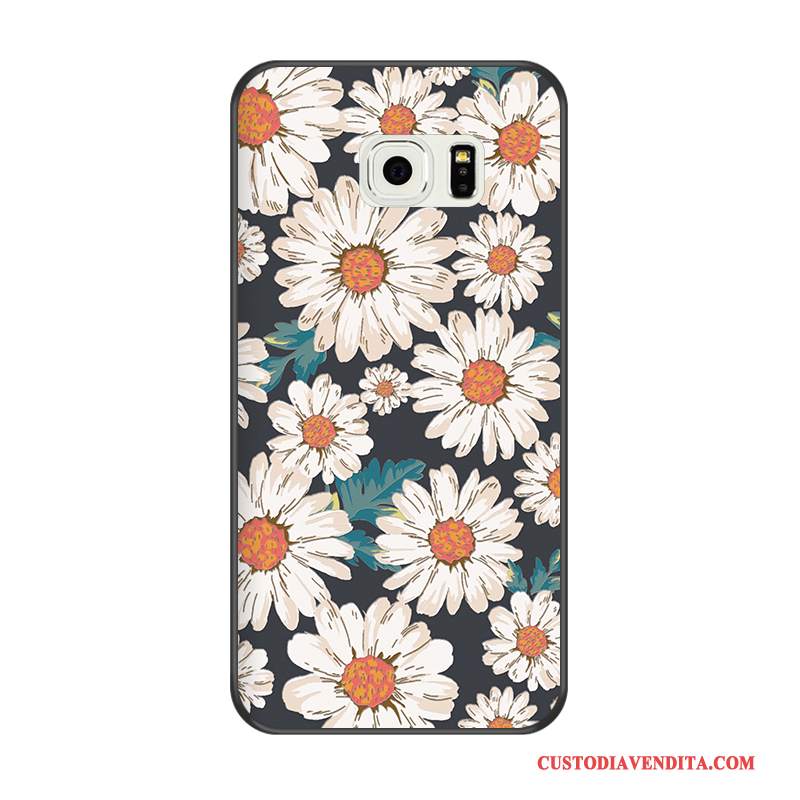 Custodia Samsung Galaxy S6 Edge Cartone Animato Nero Blu, Cover Samsung Galaxy S6 Edge Goffratura Morbido Tutto Incluso