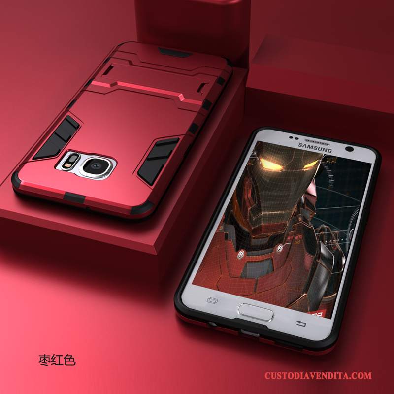 Custodia Samsung Galaxy S6 Edge + Creativo Anti-caduta Difficile, Cover Samsung Galaxy S6 Edge + Silicone Tutto Incluso Rosso