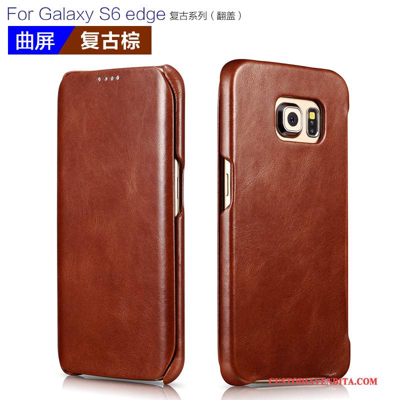 Custodia Samsung Galaxy S6 Edge Folio Nerotelefono, Cover Samsung Galaxy S6 Edge Pelle