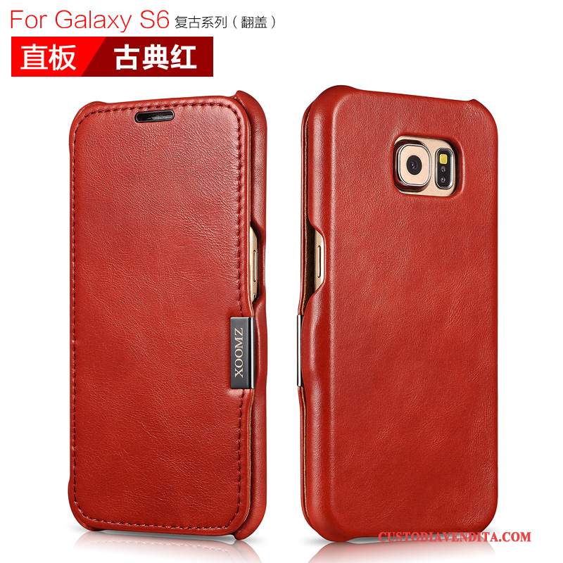 Custodia Samsung Galaxy S6 Edge Folio Nerotelefono, Cover Samsung Galaxy S6 Edge Pelle