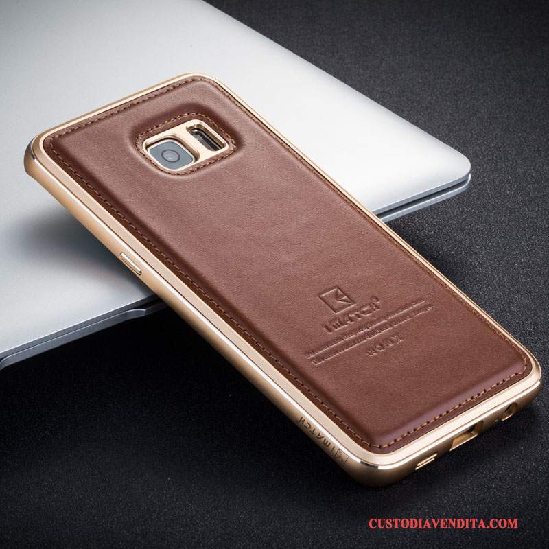 Custodia Samsung Galaxy S6 Edge + Pelle Metallotelefono, Cover Samsung Galaxy S6 Edge + Protezione