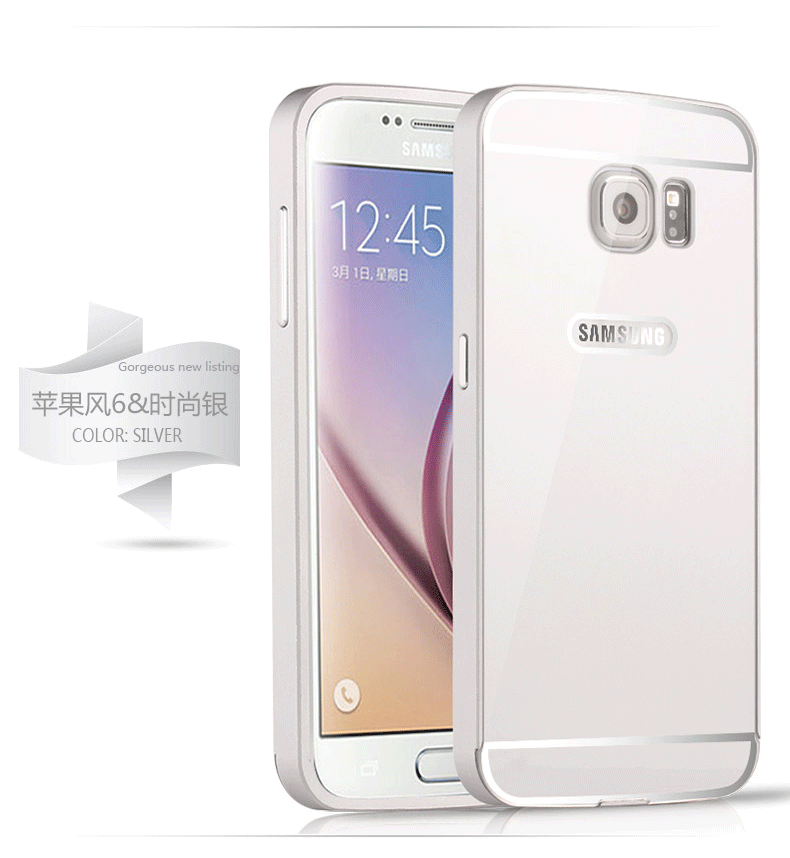 Custodia Samsung Galaxy S6 Edge Protezione Argento Specchio, Cover Samsung Galaxy S6 Edge Difficile Anti-caduta