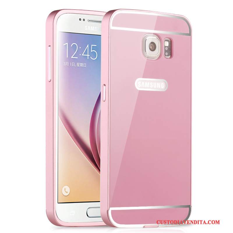 Custodia Samsung Galaxy S6 Edge Protezione Argento Specchio, Cover Samsung Galaxy S6 Edge Difficile Anti-caduta