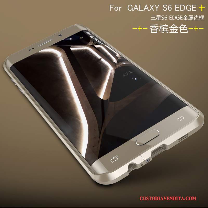 Custodia Samsung Galaxy S6 Edge + Protezione Metallo Telaio, Cover Samsung Galaxy S6 Edge + Telefono Argento