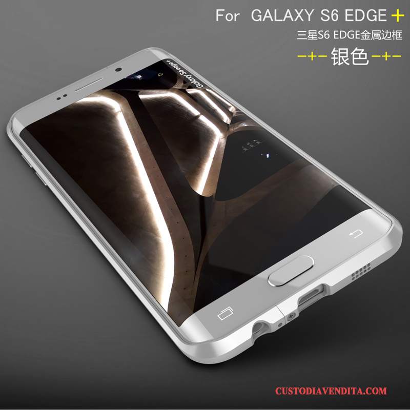 Custodia Samsung Galaxy S6 Edge + Protezione Metallo Telaio, Cover Samsung Galaxy S6 Edge + Telefono Argento