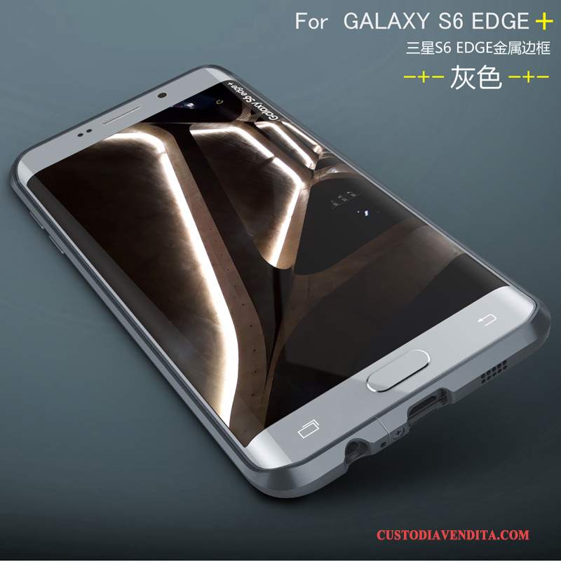 Custodia Samsung Galaxy S6 Edge + Protezione Metallo Telaio, Cover Samsung Galaxy S6 Edge + Telefono Argento