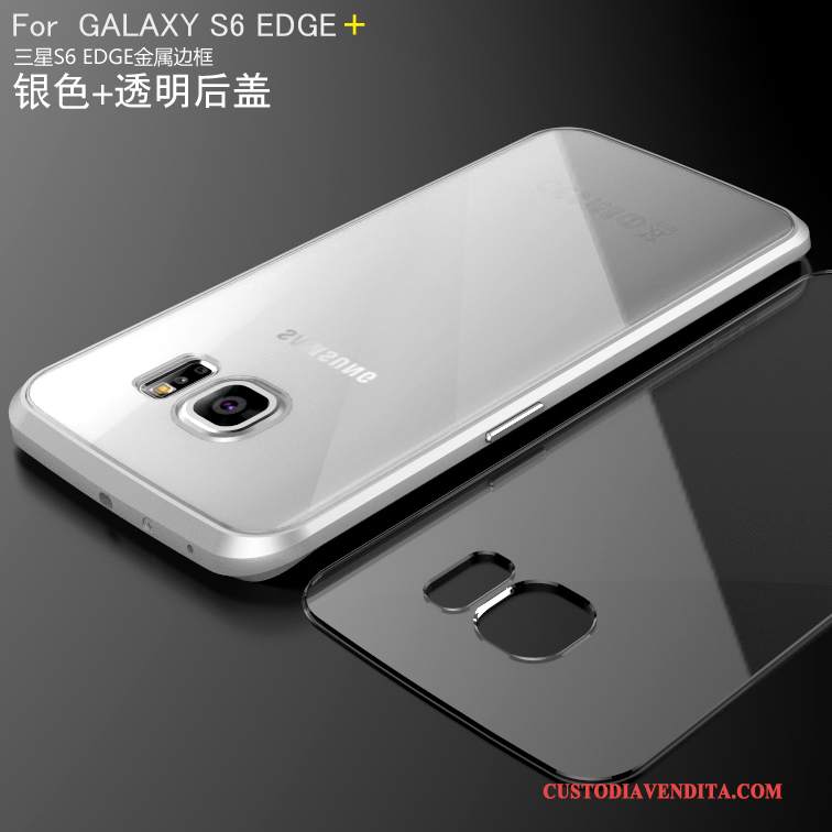 Custodia Samsung Galaxy S6 Edge + Protezione Metallo Telaio, Cover Samsung Galaxy S6 Edge + Telefono Argento