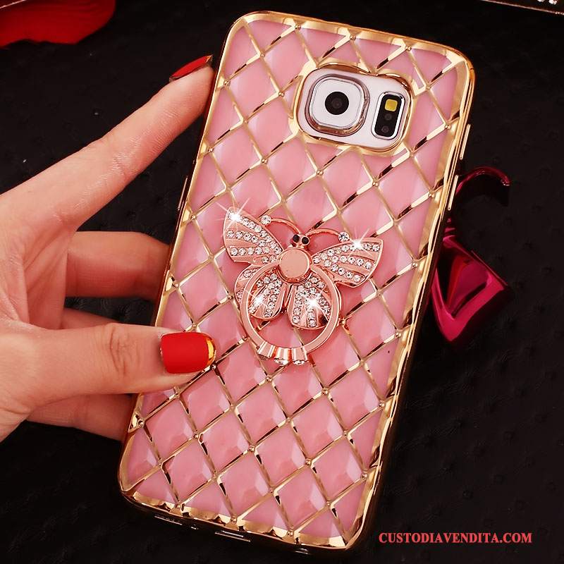 Custodia Samsung Galaxy S6 Edge Protezione Oro Ring, Cover Samsung Galaxy S6 Edge Strass Sottile