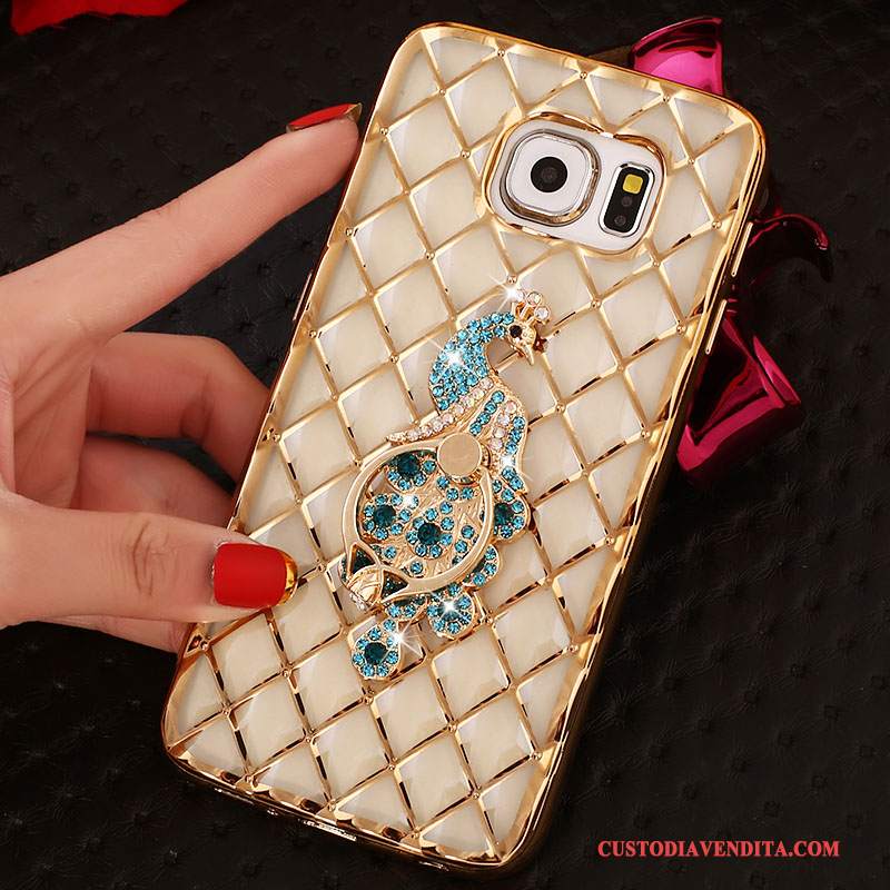 Custodia Samsung Galaxy S6 Edge Protezione Oro Ring, Cover Samsung Galaxy S6 Edge Strass Sottile