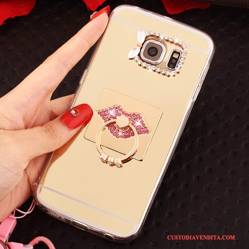 Custodia Samsung Galaxy S6 Edge Protezione Rosa Morbido, Cover Samsung Galaxy S6 Edge Specchio