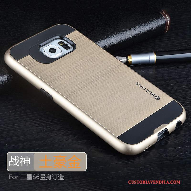 Custodia Samsung Galaxy S6 Edge + Silicone Anti-caduta Grigio, Cover Samsung Galaxy S6 Edge + Protezione Argentotelefono