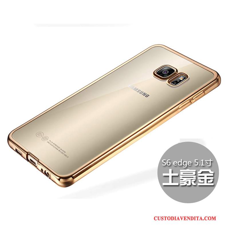 Custodia Samsung Galaxy S6 Edge Silicone Anti-caduta Sottile, Cover Samsung Galaxy S6 Edge Protezione Morbido Oro