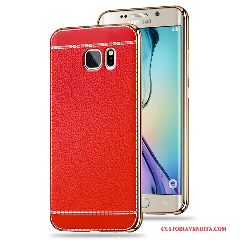 Custodia Samsung Galaxy S6 Edge Silicone Placcatura Modello, Cover Samsung Galaxy S6 Edge Protezione Rosso Anti-caduta