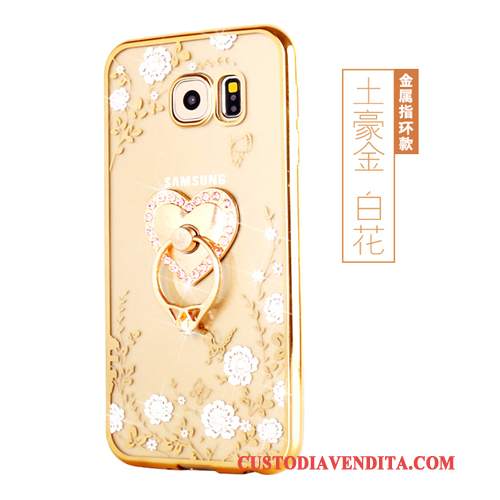 Custodia Samsung Galaxy S6 Edge + Silicone Ring Oro, Cover Samsung Galaxy S6 Edge + Protezione Morbidotelefono