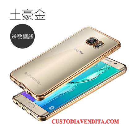 Custodia Samsung Galaxy S6 Edge + Silicone Telefono Sottile, Cover Samsung Galaxy S6 Edge + Protezione Oro Morbido