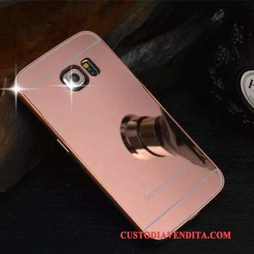 Custodia Samsung Galaxy S6 Edge Specchio Telaio, Cover Samsung Galaxy S6 Edge Rosa Tutto Incluso