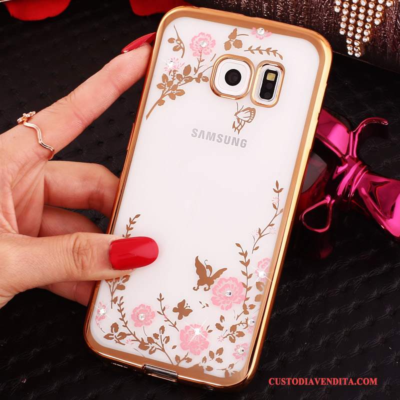 Custodia Samsung Galaxy S6 Edge Strass Blu, Cover Samsung Galaxy S6 Edge Cartone Animato