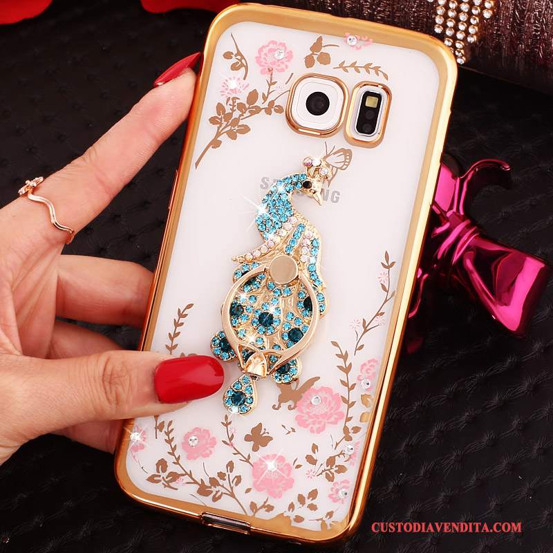 Custodia Samsung Galaxy S6 Edge Strass Blu, Cover Samsung Galaxy S6 Edge Cartone Animato