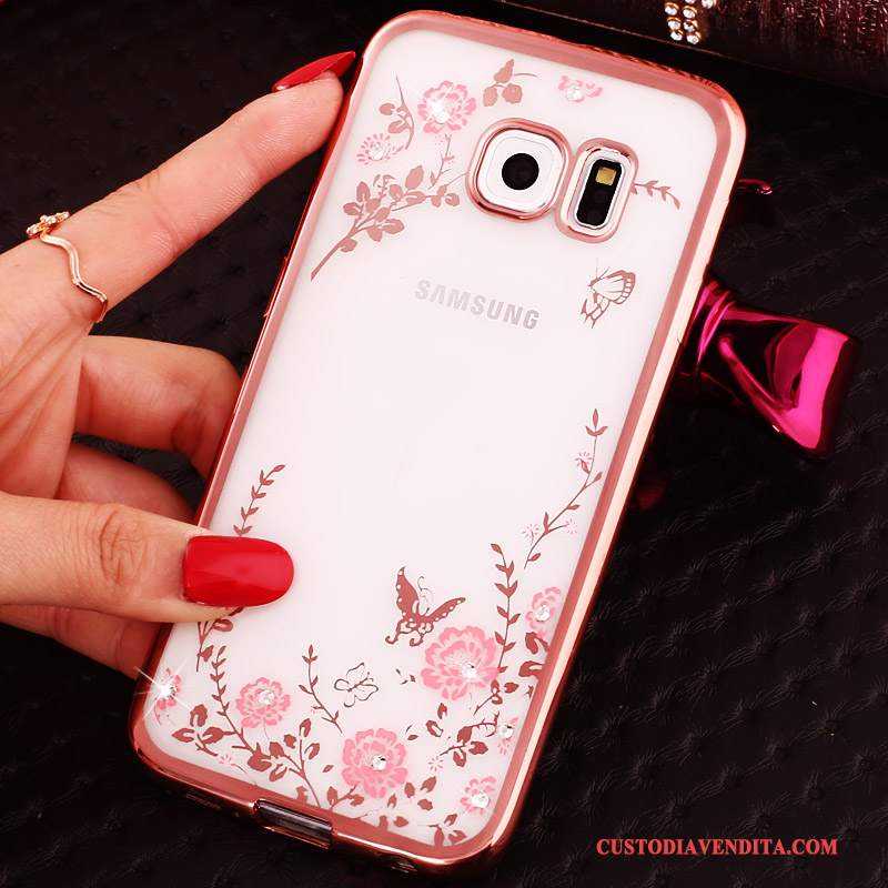 Custodia Samsung Galaxy S6 Edge Strass Blu, Cover Samsung Galaxy S6 Edge Cartone Animato