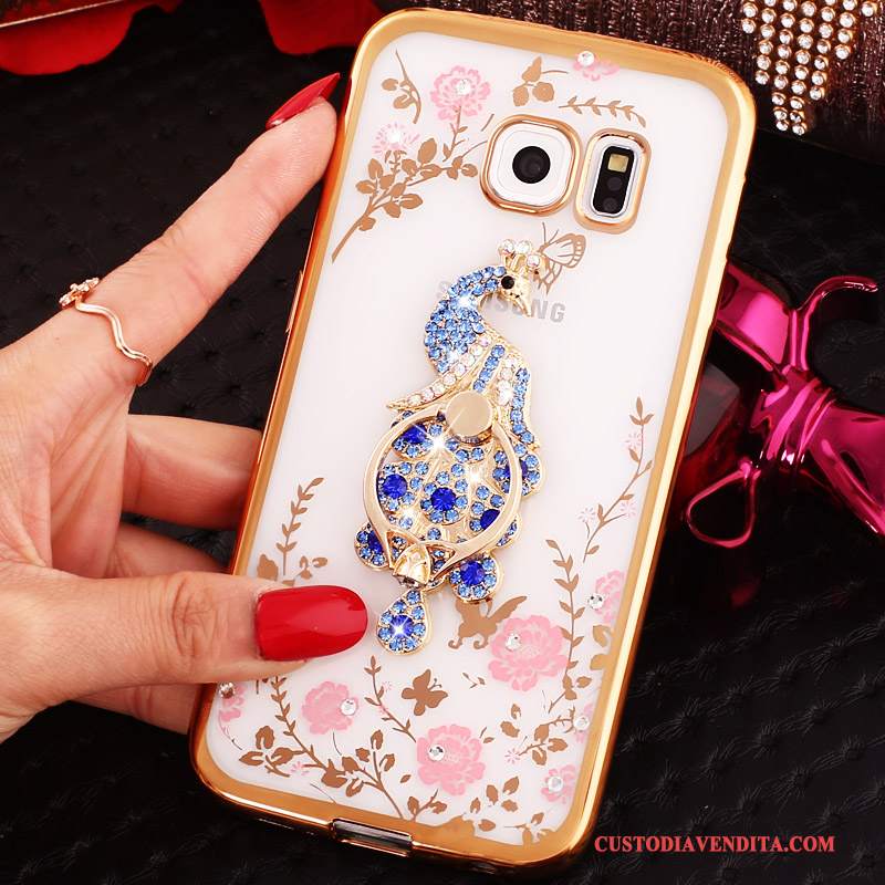 Custodia Samsung Galaxy S6 Edge Strass Blu, Cover Samsung Galaxy S6 Edge Cartone Animato