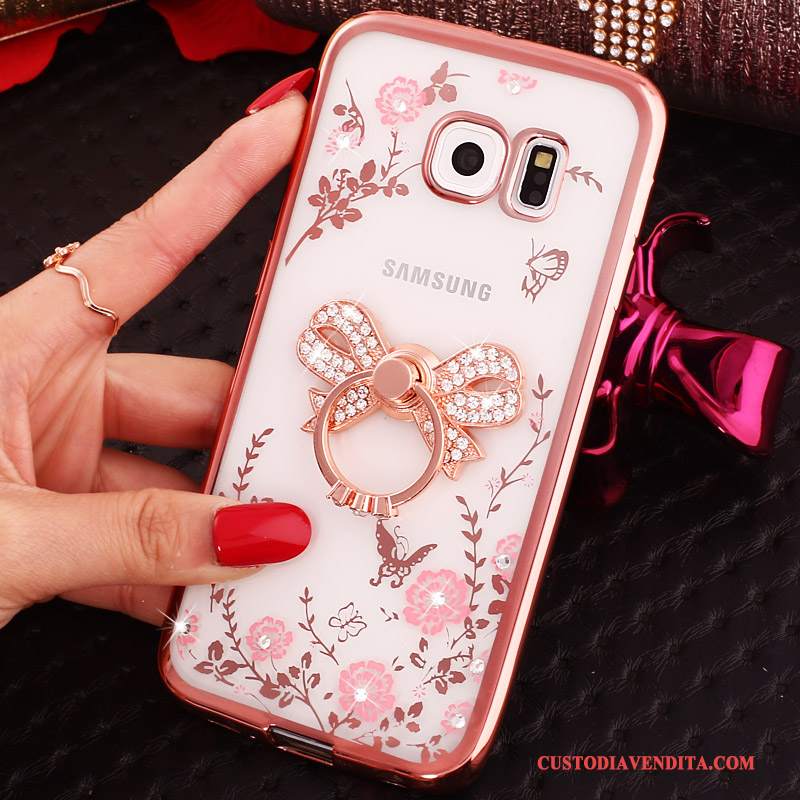 Custodia Samsung Galaxy S6 Edge Strass Blu, Cover Samsung Galaxy S6 Edge Cartone Animato