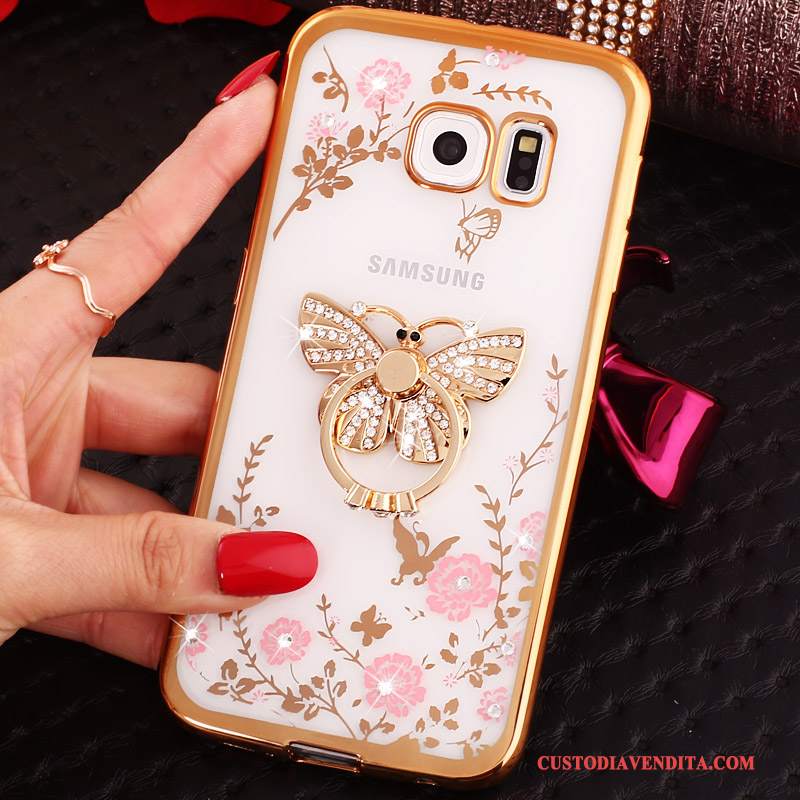 Custodia Samsung Galaxy S6 Edge Strass Blu, Cover Samsung Galaxy S6 Edge Cartone Animato