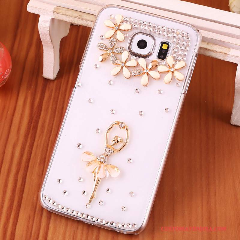 Custodia Samsung Galaxy S6 Edge + Strass Blu Trasparente, Cover Samsung Galaxy S6 Edge + Protezione