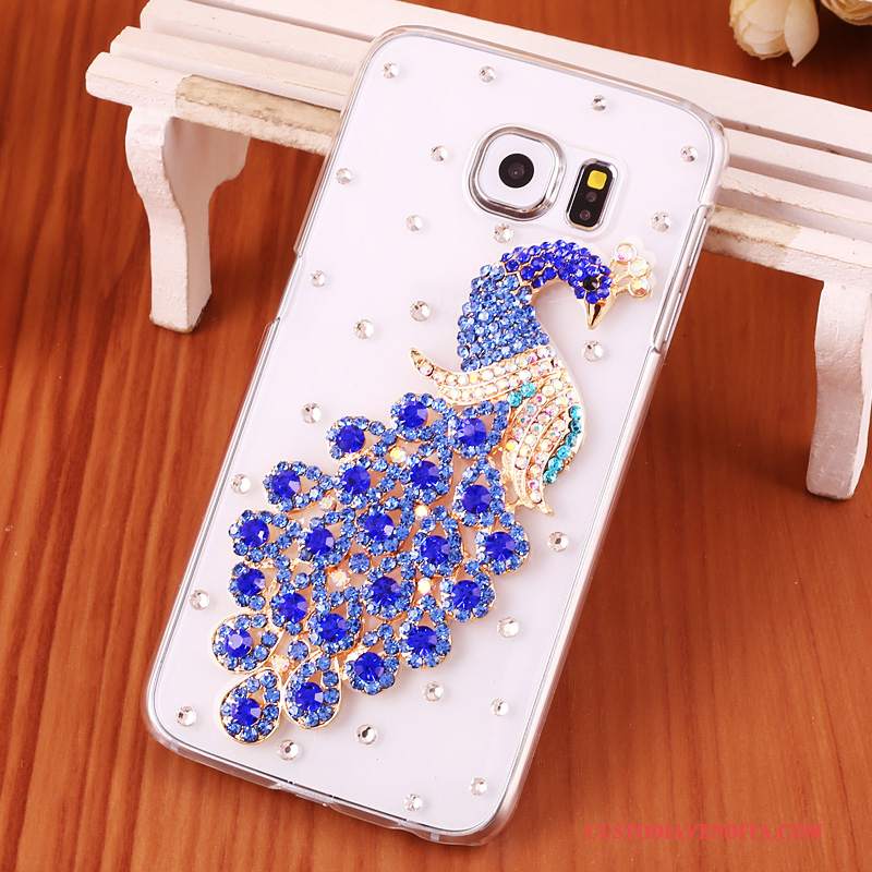 Custodia Samsung Galaxy S6 Edge + Strass Blu Trasparente, Cover Samsung Galaxy S6 Edge + Protezione