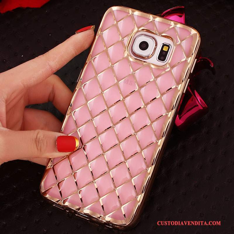 Custodia Samsung Galaxy S6 Edge + Strass Rosa Ring, Cover Samsung Galaxy S6 Edge + Silicone