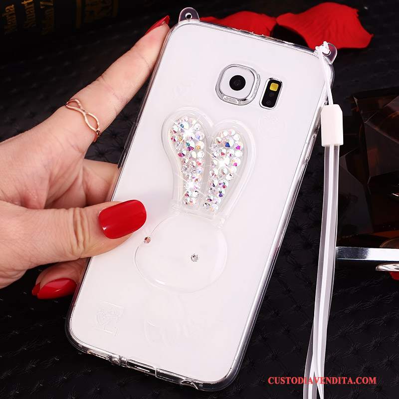 Custodia Samsung Galaxy S6 Edge + Strass Telefono Porpora, Cover Samsung Galaxy S6 Edge + Cartone Animato Ornamenti Appesi