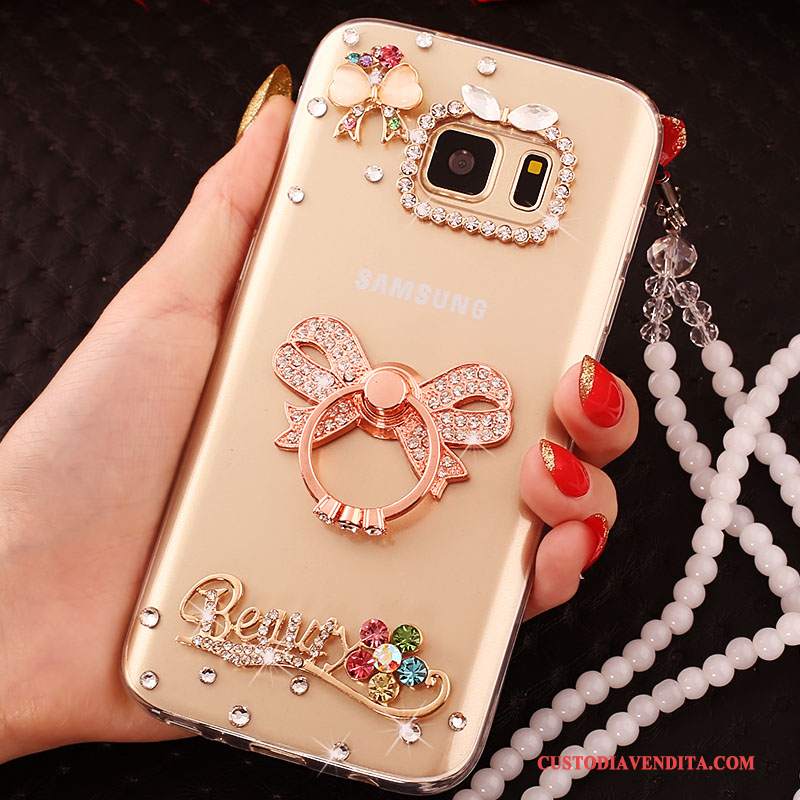 Custodia Samsung Galaxy S6 Edge Strass Telefono Tendenza, Cover Samsung Galaxy S6 Edge Protezione Oro