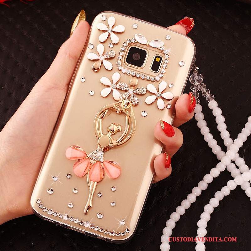 Custodia Samsung Galaxy S6 Edge Strass Telefono Tendenza, Cover Samsung Galaxy S6 Edge Protezione Oro