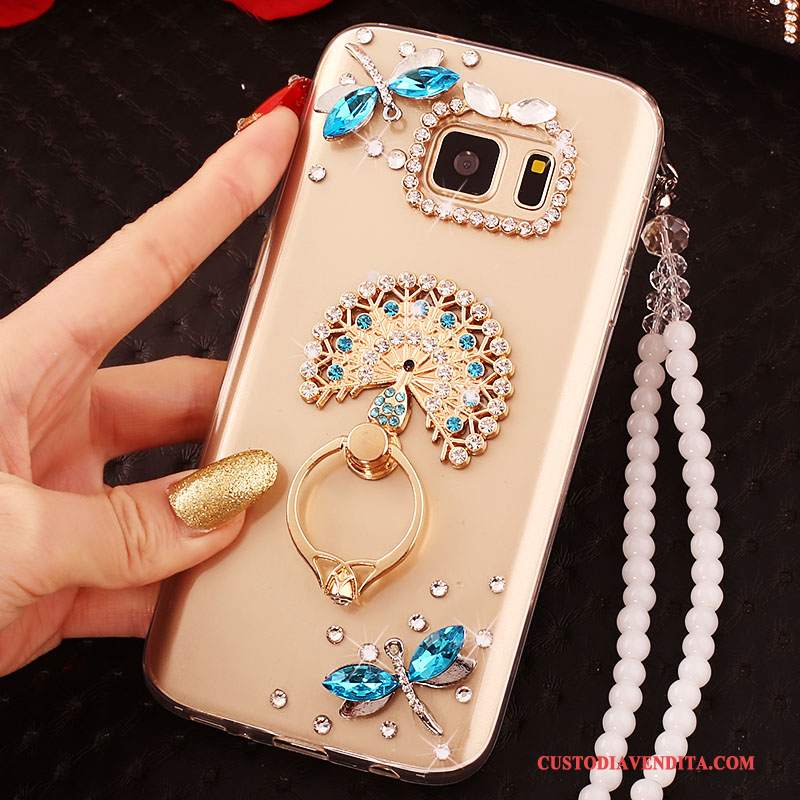 Custodia Samsung Galaxy S6 Edge Strass Telefono Tendenza, Cover Samsung Galaxy S6 Edge Protezione Oro