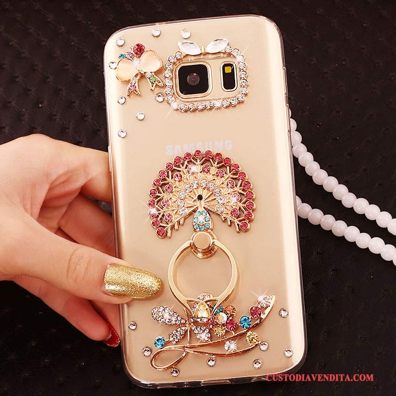 Custodia Samsung Galaxy S6 Edge Strass Telefono Tendenza, Cover Samsung Galaxy S6 Edge Protezione Oro