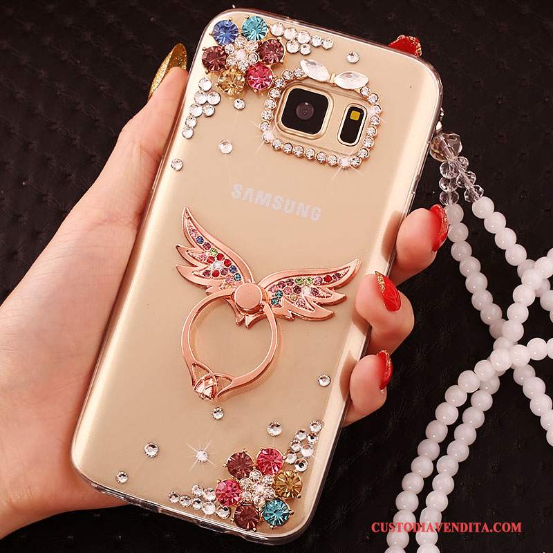 Custodia Samsung Galaxy S6 Edge Strass Telefono Tendenza, Cover Samsung Galaxy S6 Edge Protezione Oro