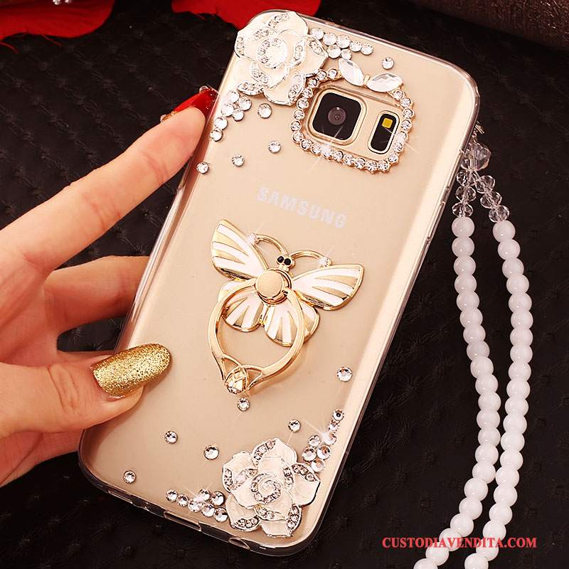 Custodia Samsung Galaxy S6 Edge Strass Telefono Tendenza, Cover Samsung Galaxy S6 Edge Protezione Oro