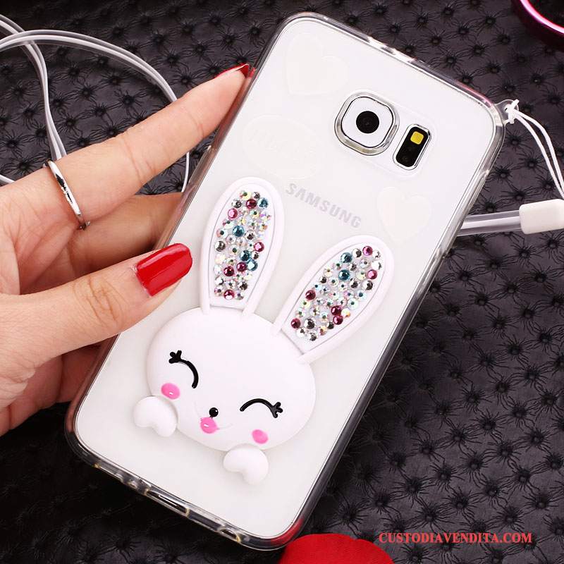 Custodia Samsung Galaxy S6 Edge + Strass Verdetelefono, Cover Samsung Galaxy S6 Edge + Cartone Animato