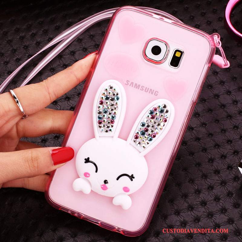 Custodia Samsung Galaxy S6 Edge + Strass Verdetelefono, Cover Samsung Galaxy S6 Edge + Cartone Animato