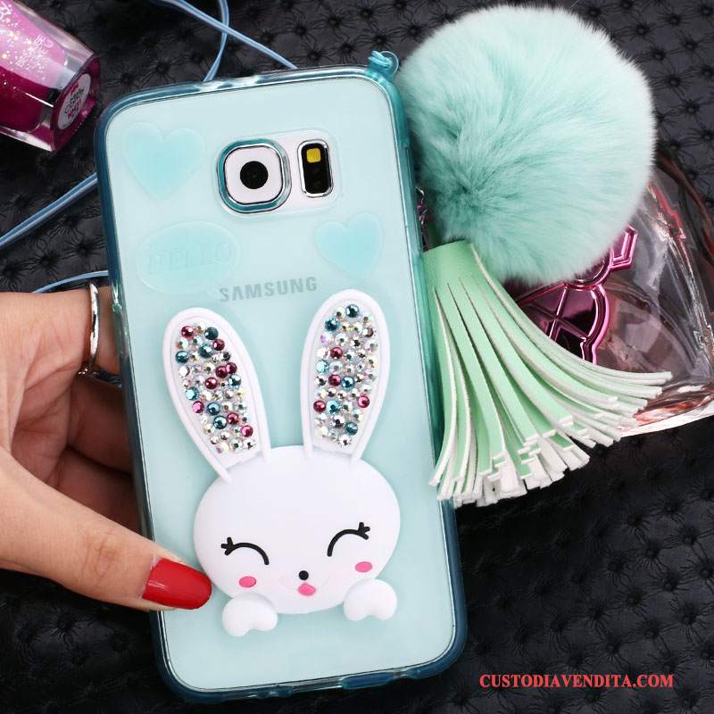 Custodia Samsung Galaxy S6 Edge + Strass Verdetelefono, Cover Samsung Galaxy S6 Edge + Cartone Animato