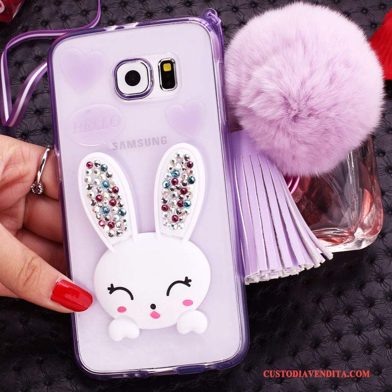 Custodia Samsung Galaxy S6 Edge + Strass Verdetelefono, Cover Samsung Galaxy S6 Edge + Cartone Animato